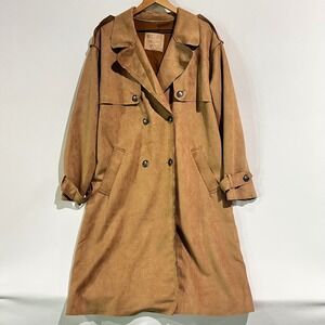 Love For Humanity Couture Tan Brown Trench Coat Peacoat Utility Jacket XL Casual